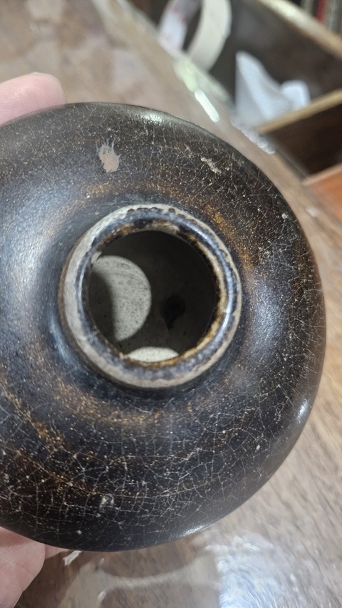 古玩陶瓷吉州窯褐釉水盂真品鑒賞圖