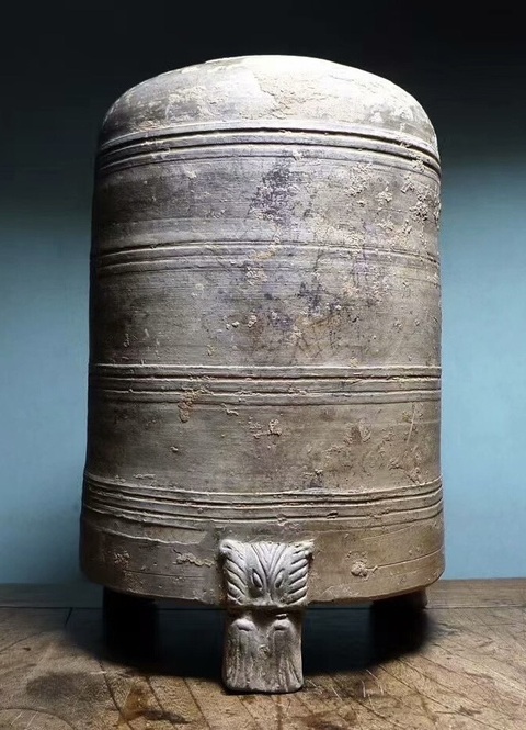 古玩陶瓷灰陶三熊足谷倉罐真品鑒賞圖