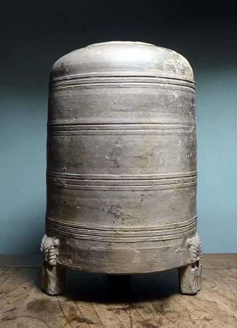 古玩陶瓷灰陶三熊足谷倉罐真品鑒賞圖