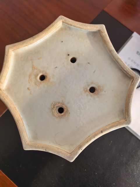 古玩陶瓷樵漁耕讀八角五彩花盆真品鑒賞圖