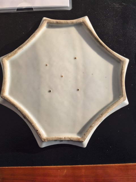 古玩陶瓷樵漁耕讀八角五彩花盆真品鑒賞圖