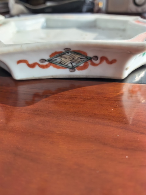 古玩陶瓷樵漁耕讀八角五彩花盆真品鑒賞圖