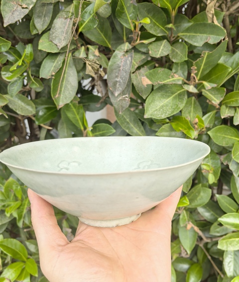 古玩陶瓷青白釉刻花斗笠碗真品鑒賞圖