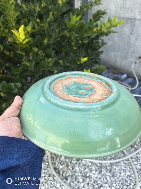 古玩陶瓷元代龍泉青瓷花卉紋盤拍賣，當前價格16800元