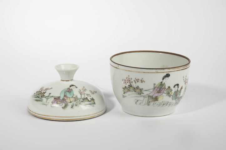 古玩陶瓷民國·俞子清粉彩仕女紋蓋缸真品鑒賞圖