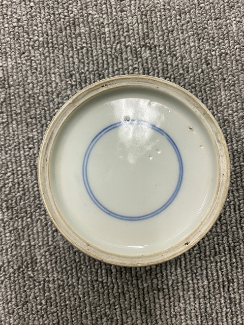 古玩陶瓷清早期青花五彩達(dá)摩渡江圖印盒真品鑒賞圖