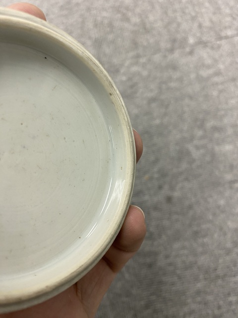 古玩陶瓷清早期青花五彩達(dá)摩渡江圖印盒真品鑒賞圖