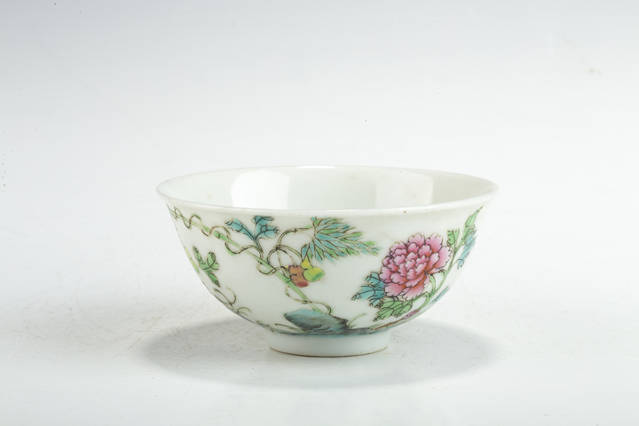 古玩陶瓷民國·粉彩花竹葫蘆紋茶圓真品鑒賞圖