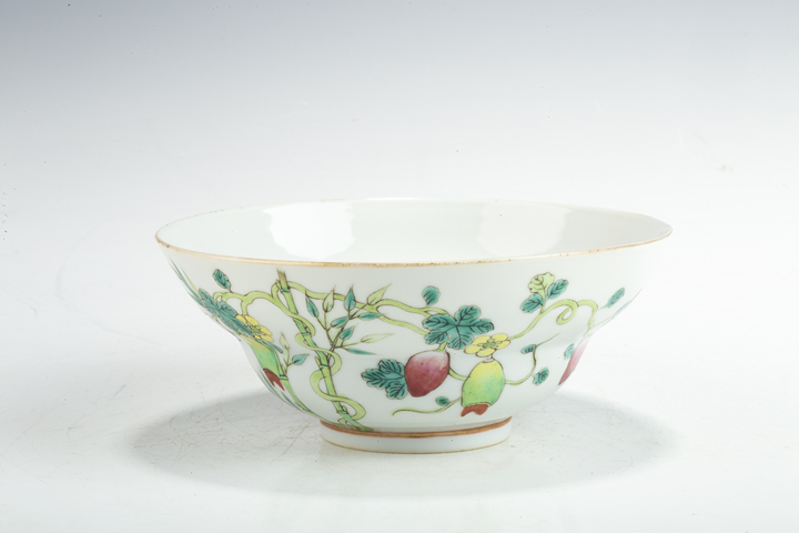 古玩陶瓷清光緒·粉彩癩瓜紋折腰碗(官)真品鑒賞圖