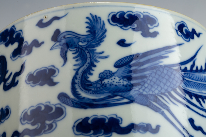 古玩陶瓷清晚·青花龍鳳呈祥紋筆筒真品鑒賞圖