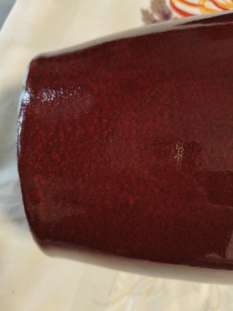 古玩陶瓷窯變紅釉撇口瓶真品鑒賞圖