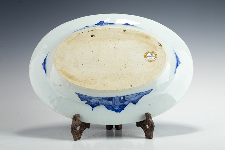 古玩陶瓷清乾隆·青花狩獵圖橢圓盤真品鑒賞圖