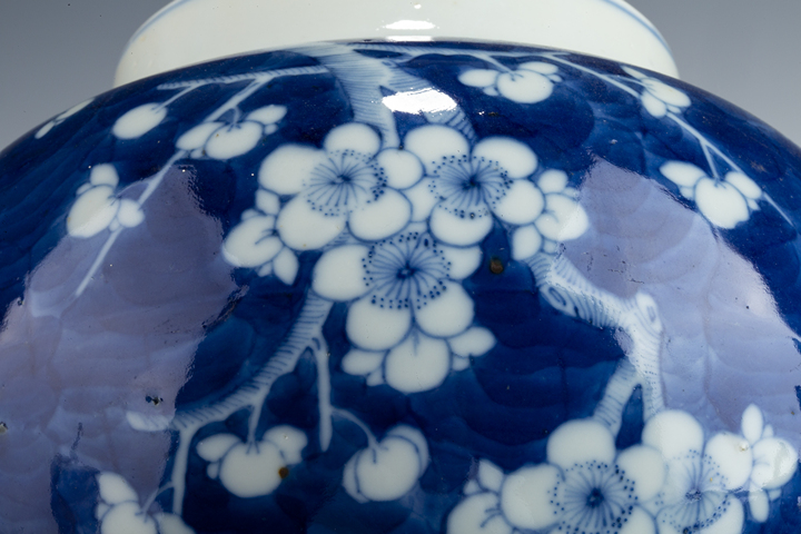 古玩陶瓷清晚·青花留白冰梅紋將軍罐真品鑒賞圖