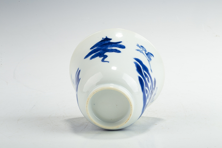 古玩陶瓷清道光·青花仙人乘槎紋蓋碗真品鑒賞圖