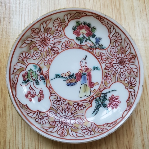 古玩陶瓷人物紋粉彩盤真品鑒賞圖