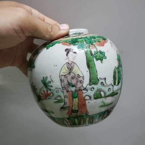 古玩陶瓷五彩人物故事紋罐真品鑒賞圖