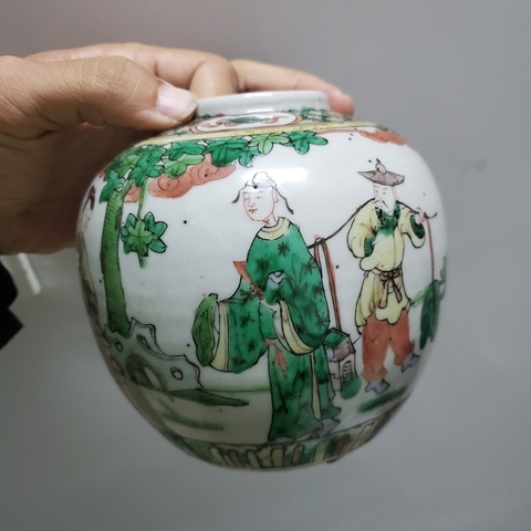 古玩陶瓷五彩人物故事紋罐真品鑒賞圖