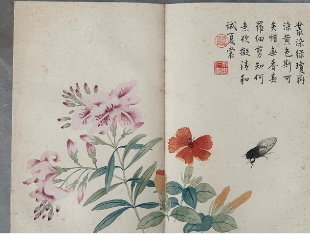 古玩字畫民國至創匯仿慈禧太后御筆花卉草蟲真品鑒賞圖