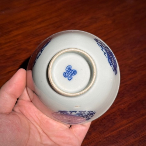 古玩陶瓷青花團龍紋蓋碗真品鑒賞圖