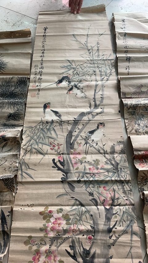 古玩字畫曹堃花鳥四條屏真品鑒賞圖