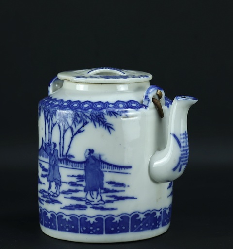 古玩陶瓷青花提梁壺真品鑒賞圖