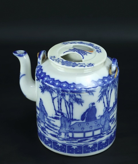 古玩陶瓷青花提梁壺真品鑒賞圖