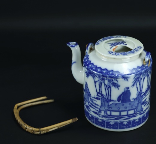 古玩陶瓷青花提梁壺真品鑒賞圖