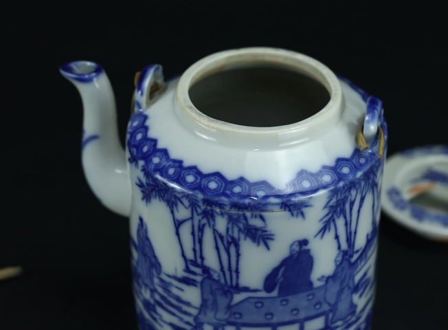 古玩陶瓷青花提梁壺真品鑒賞圖