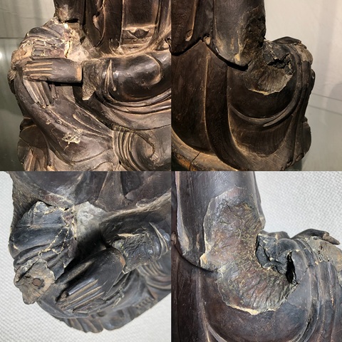 古玩雜項明晚期 何朝宗風格 木雕 自在觀音 坐像拍賣，當前價格50000元