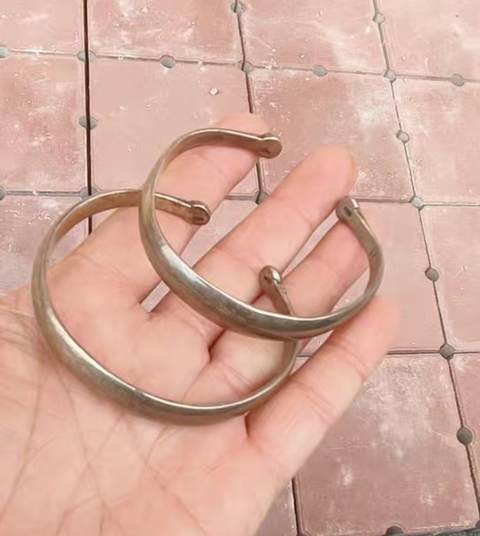 古玩雜項銀手鐲一對真品鑒賞圖