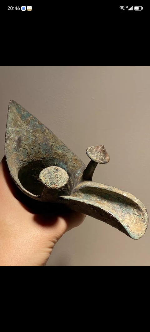 古玩銅器獸面紋青銅爵真品鑒賞圖