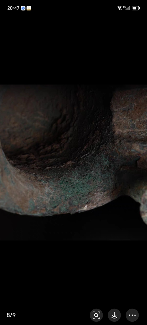 古玩銅器獸面紋青銅爵真品鑒賞圖