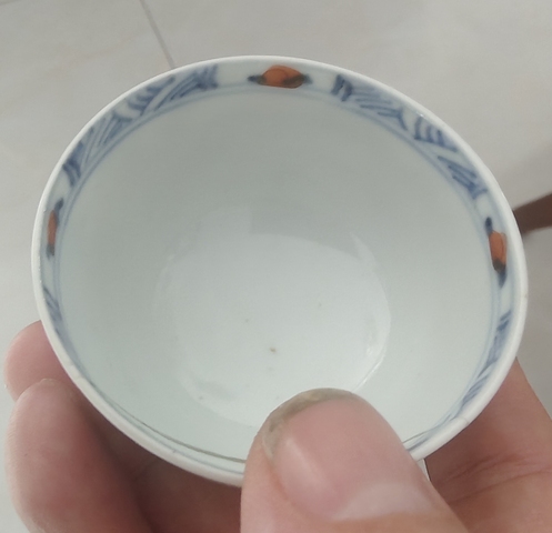 古玩陶瓷清早期 青花礬紅描金山水風景紋杯碟一套真品鑒賞圖