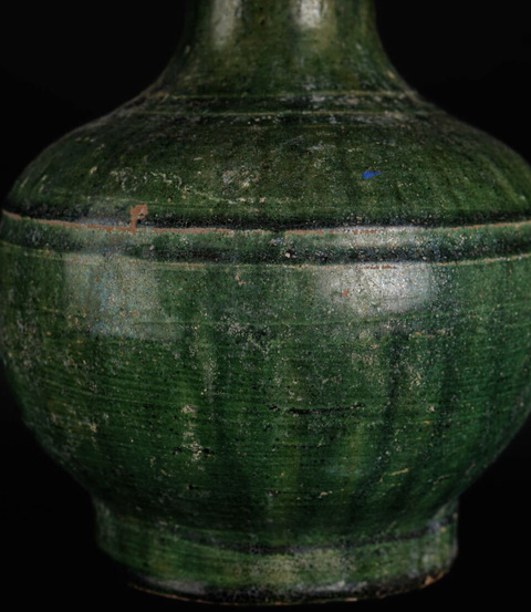 古玩陶瓷綠釉盤口壺真品鑒賞圖