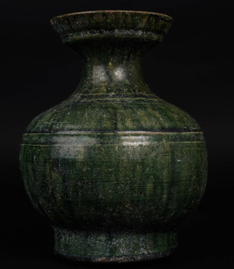 古玩陶瓷綠釉盤口壺真品鑒賞圖