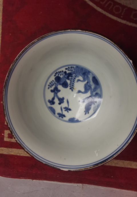 古玩陶瓷民國 青花花卉紋碗（日本瓷）真品鑒賞圖