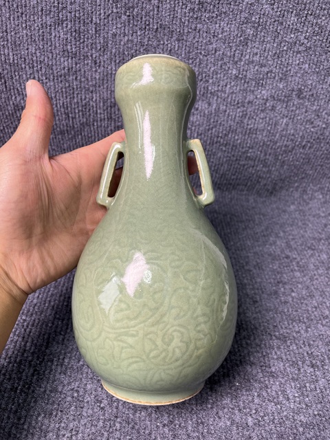 古玩陶瓷青釉雙耳蒜頭瓶拍賣，當前價格4888元