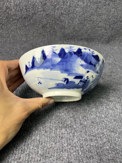 古玩陶瓷青花漁樵耕讀大碗拍賣，當前價格1388元