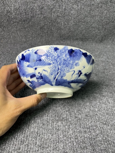 古玩陶瓷青花漁樵耕讀大碗拍賣，當前價格1388元