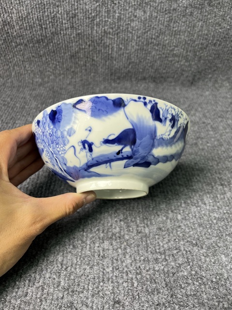 古玩陶瓷青花漁樵耕讀大碗拍賣，當前價格1388元