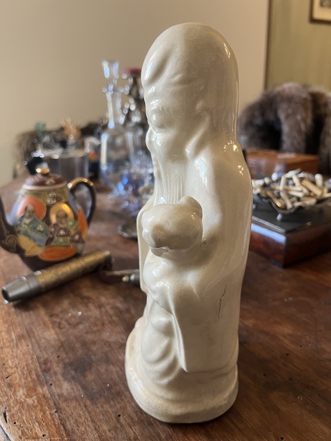 古玩陶瓷白釉壽星人物塑像真品鑒賞圖