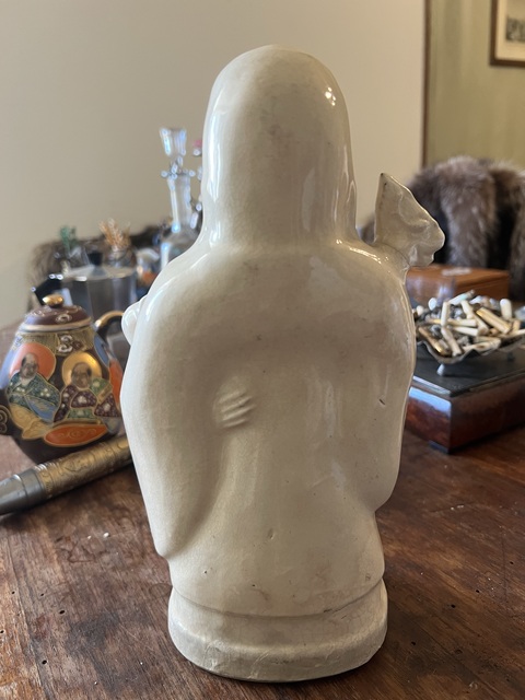 古玩陶瓷白釉壽星人物塑像真品鑒賞圖