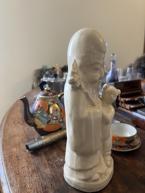 古玩陶瓷白釉壽星人物塑像真品鑒賞圖