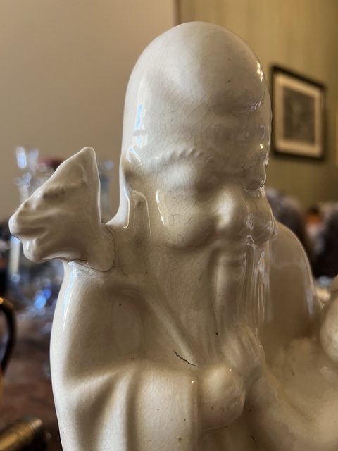 古玩陶瓷白釉壽星人物塑像真品鑒賞圖