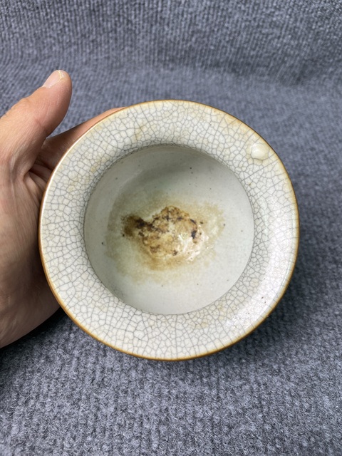 古玩陶瓷清中·哥釉獸耳香爐真品鑒賞圖