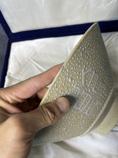 古玩陶瓷內魚藻紋外珍珠地斗笠型大碗真品鑒賞圖