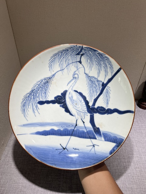 古玩陶瓷青花松鶴紋盤真品鑒賞圖