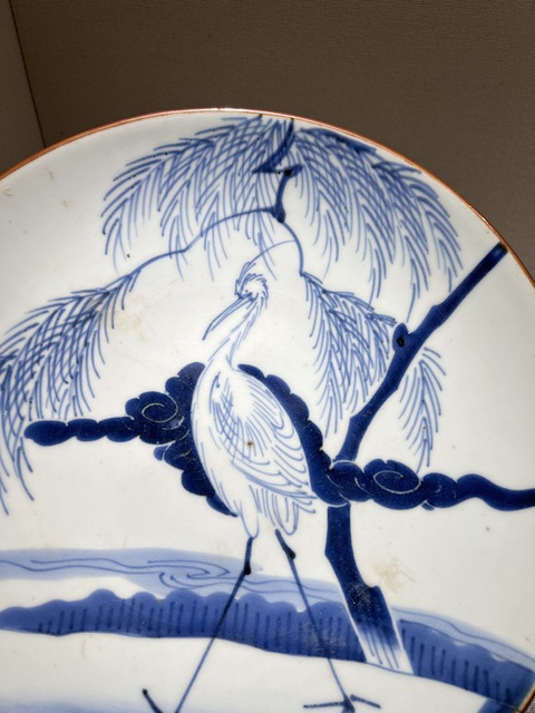 古玩陶瓷青花松鶴紋盤真品鑒賞圖
