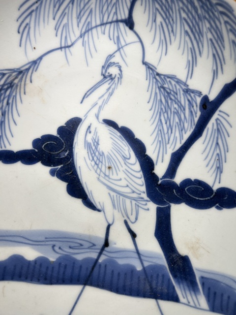 古玩陶瓷青花松鶴紋盤真品鑒賞圖