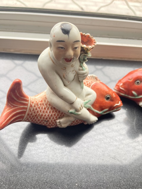 古玩陶瓷連年有余擺件真品鑒賞圖